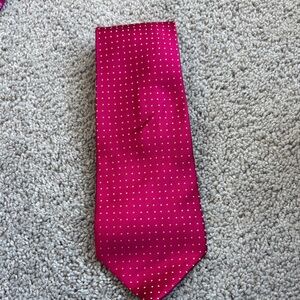 Charvet Fuchsia Silk Tie with White Dots